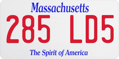 MA license plate 285LD5