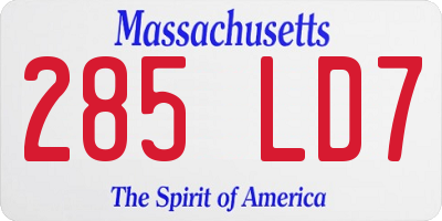 MA license plate 285LD7