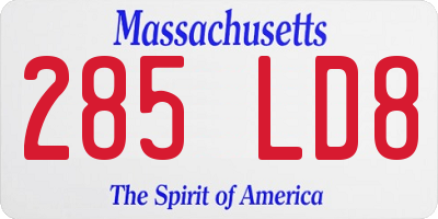 MA license plate 285LD8
