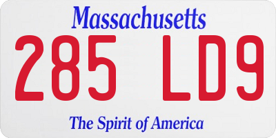 MA license plate 285LD9