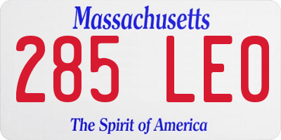 MA license plate 285LE0