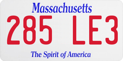 MA license plate 285LE3