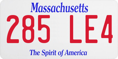 MA license plate 285LE4