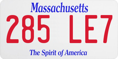MA license plate 285LE7
