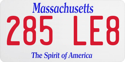 MA license plate 285LE8