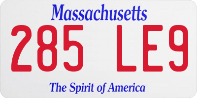 MA license plate 285LE9