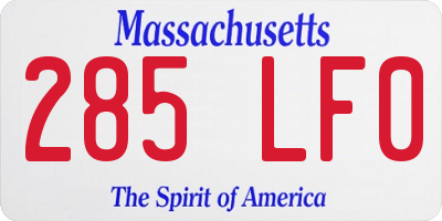 MA license plate 285LF0