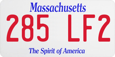 MA license plate 285LF2