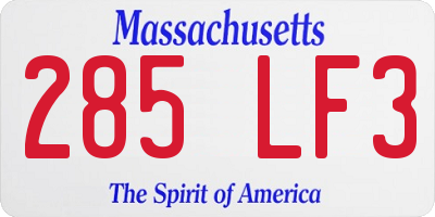 MA license plate 285LF3