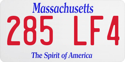 MA license plate 285LF4