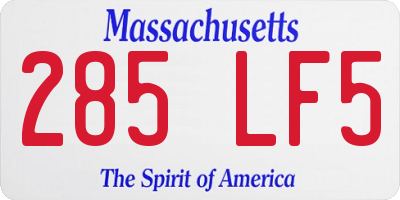 MA license plate 285LF5