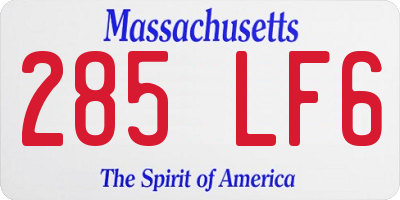 MA license plate 285LF6