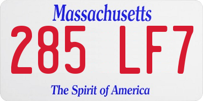 MA license plate 285LF7