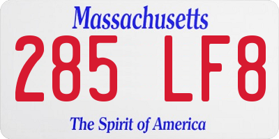 MA license plate 285LF8