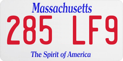 MA license plate 285LF9
