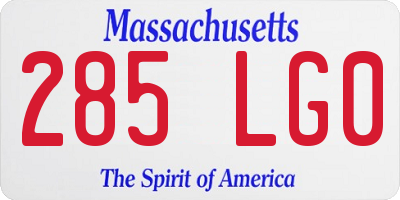 MA license plate 285LG0