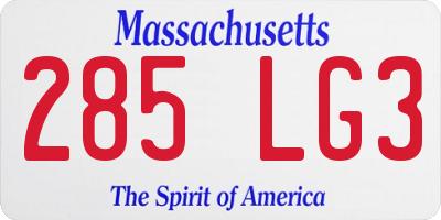 MA license plate 285LG3