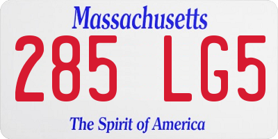 MA license plate 285LG5