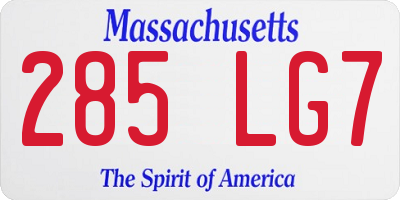 MA license plate 285LG7