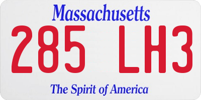 MA license plate 285LH3