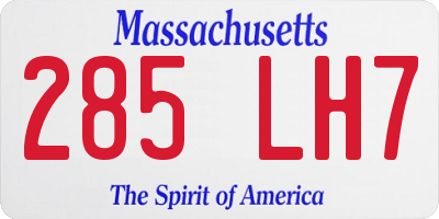 MA license plate 285LH7