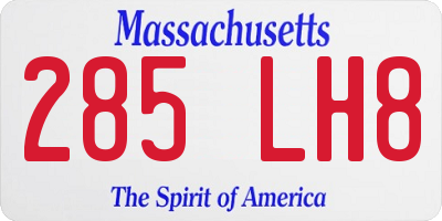 MA license plate 285LH8