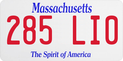MA license plate 285LI0