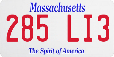 MA license plate 285LI3