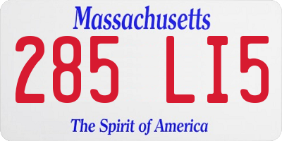 MA license plate 285LI5