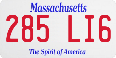 MA license plate 285LI6