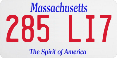MA license plate 285LI7