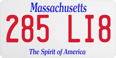 MA license plate 285LI8