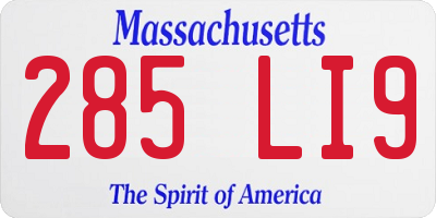 MA license plate 285LI9