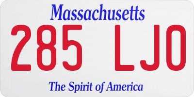 MA license plate 285LJ0