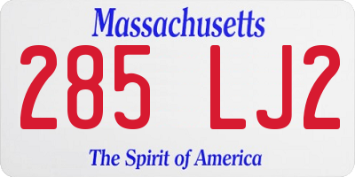 MA license plate 285LJ2