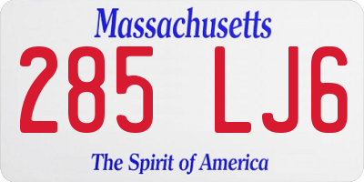 MA license plate 285LJ6