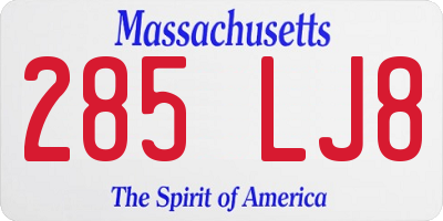 MA license plate 285LJ8