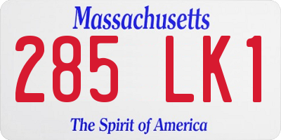 MA license plate 285LK1