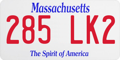 MA license plate 285LK2