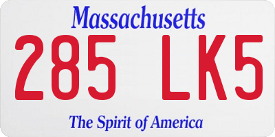 MA license plate 285LK5