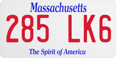 MA license plate 285LK6