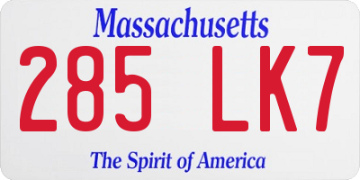 MA license plate 285LK7
