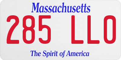 MA license plate 285LL0