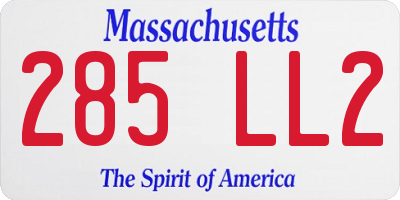 MA license plate 285LL2