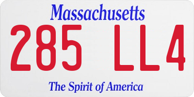 MA license plate 285LL4