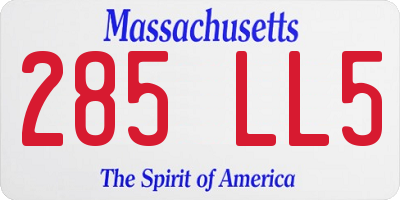 MA license plate 285LL5