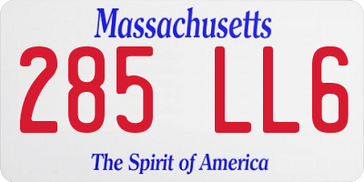 MA license plate 285LL6