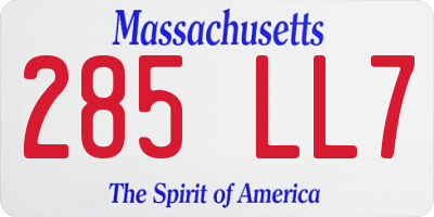 MA license plate 285LL7
