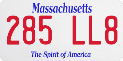MA license plate 285LL8