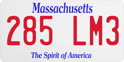 MA license plate 285LM3